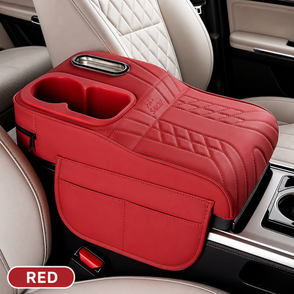Car Armrest Console Cover with 2 Cup Holders & Storage