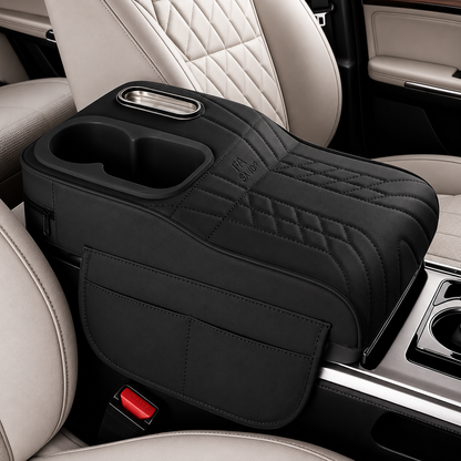 Car Armrest Console Cover with 2 Cup Holders & Storage